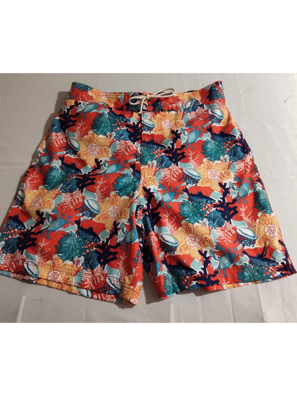 Size Medium Nautica Men's Swim Shorts Mesh Lined With Pockets Ocean theme